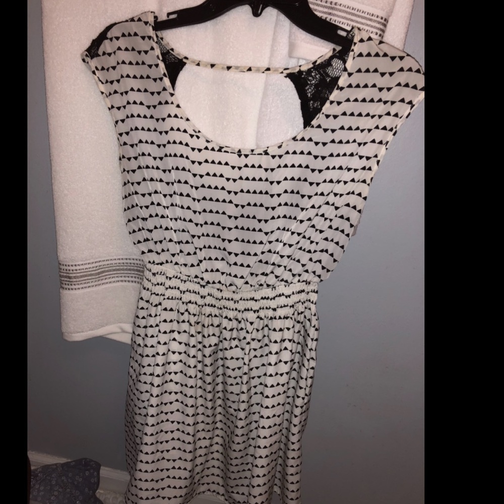 White dress with black pattern